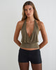 Image of Sherlyn Halter Top in Cupro Khaki