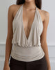Image of Sherlyn Halter Top in Cupro Oatmilk