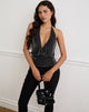 Image of Sherlyn Halter Top in GIitter Lurex Mesh Black
