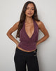 Image of Sherlyn Halter Top in Cupro Deep Purple