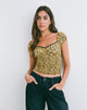 Image of Shizu Cap Sleeve Top in Mini Bloom Yellow