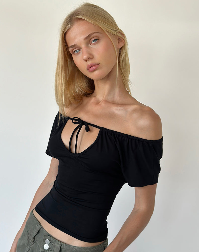 Image of Sibila Off Shoulder Top in Black