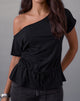 Image of Sika One Shoulder Top in Black with Tie Belt