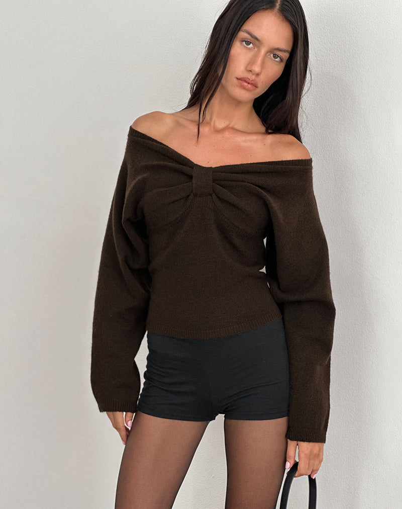 Image of Sikuna Bow Jumper in Brown