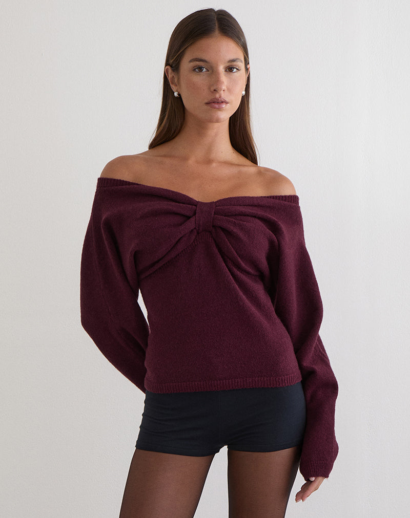 Sikuna Bow Jumper in Deep Purple