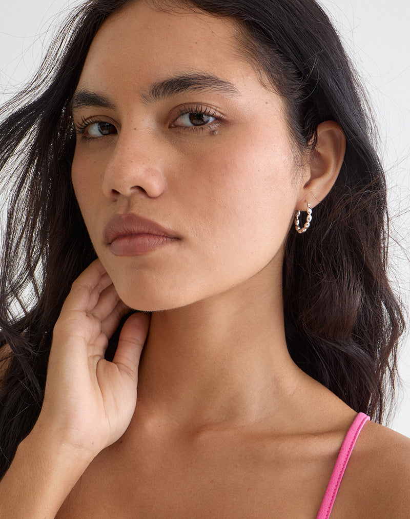 Image of Sterling Silver 20mm Bead Hoop Earrings