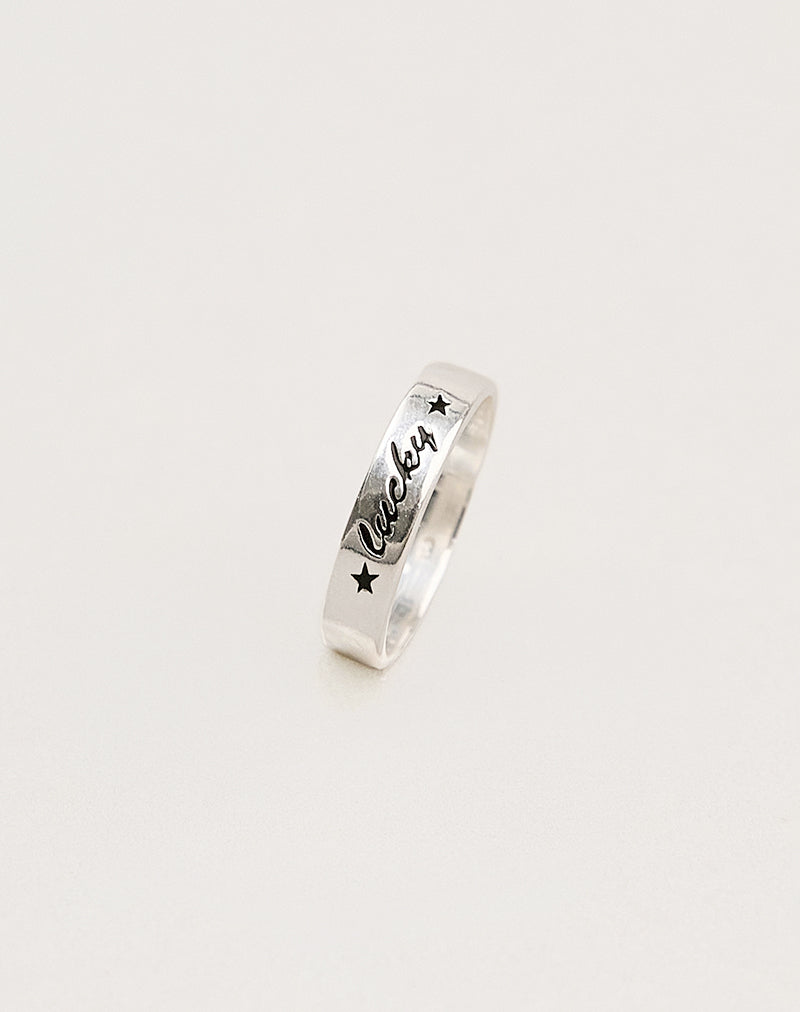 Sterling Silver Engraved 'Lucky' Ring