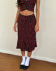 Image of Sima Midi Skirt in Strawberry Polka Black