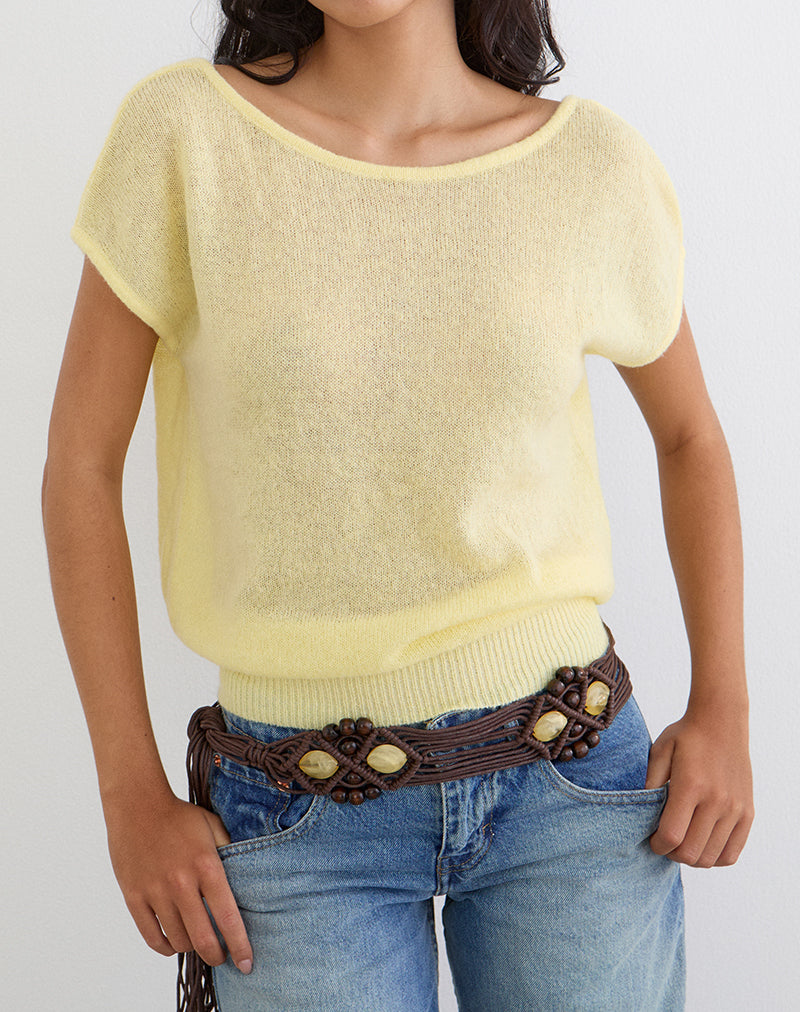 Sinda Scoopback Top in Knit Lemon