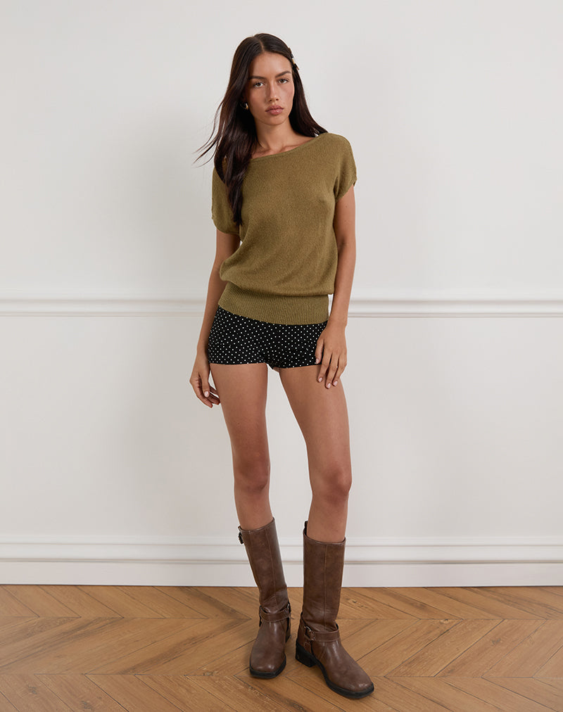 Image of Sinda Scoopback Top in Knit Olive