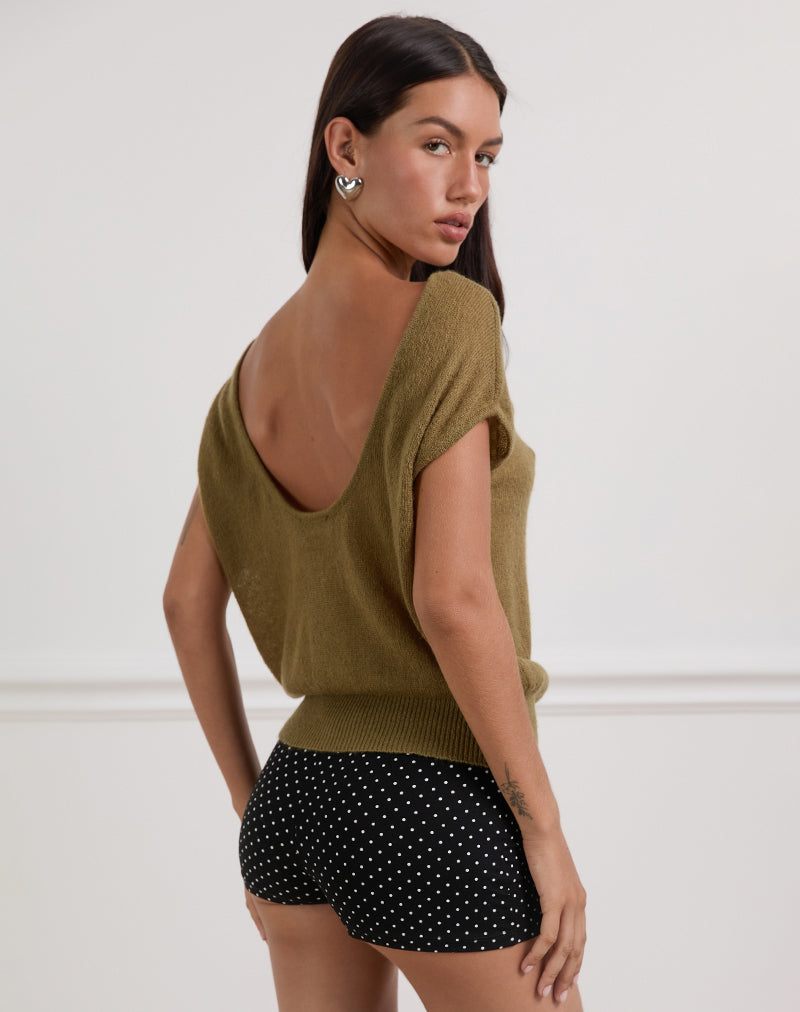 Image of Sinda Scoopback Top in Knit Olive
