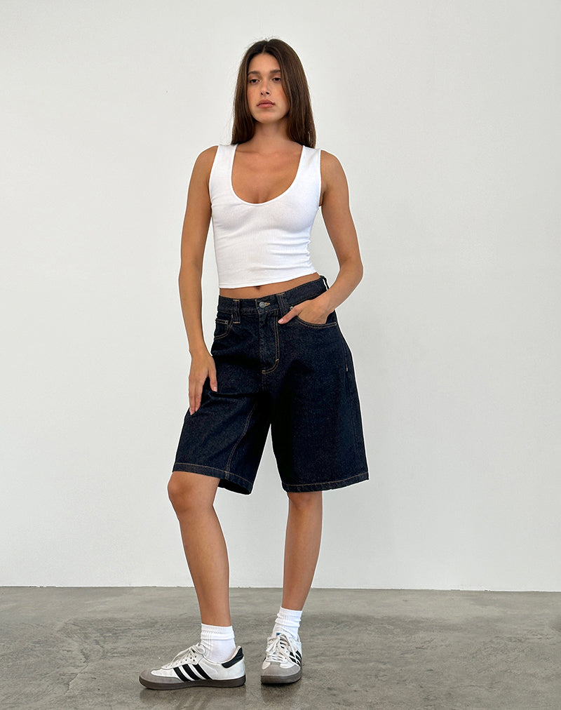 Indigo Denim Low Rise Short | Skater – motelrocks.com