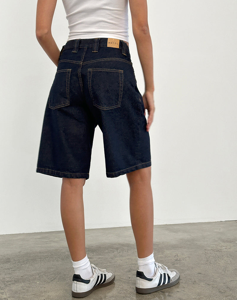 Indigo Denim Low Rise Short | Skater – motelrocks.com