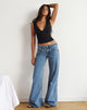 Image of Low Rise Slouchy Flare Jeans in Blue Stone