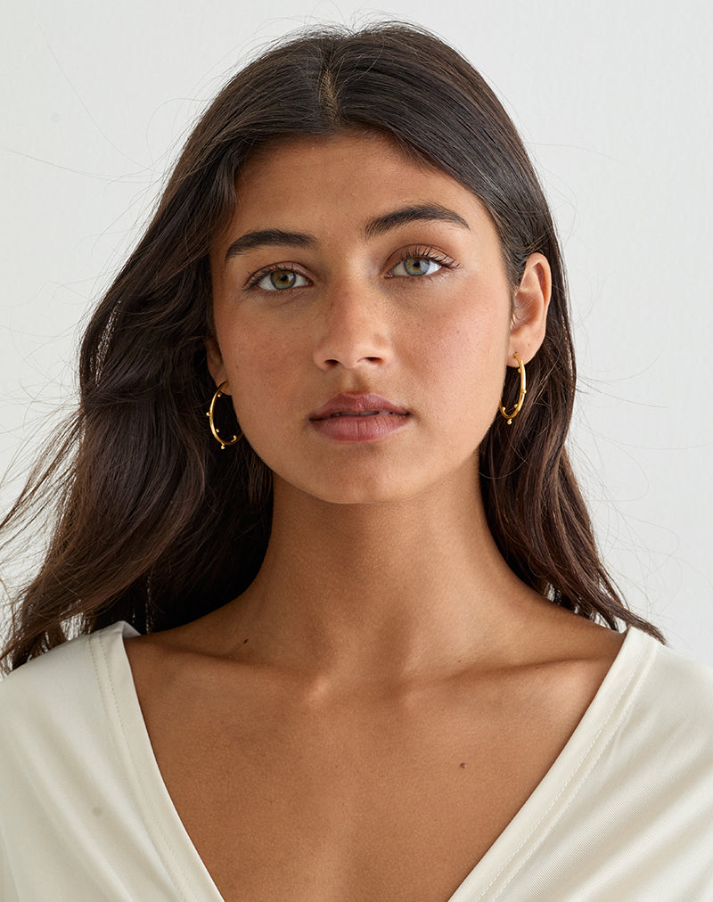 Image of Gold Plated Hoop Earring with Small Beads