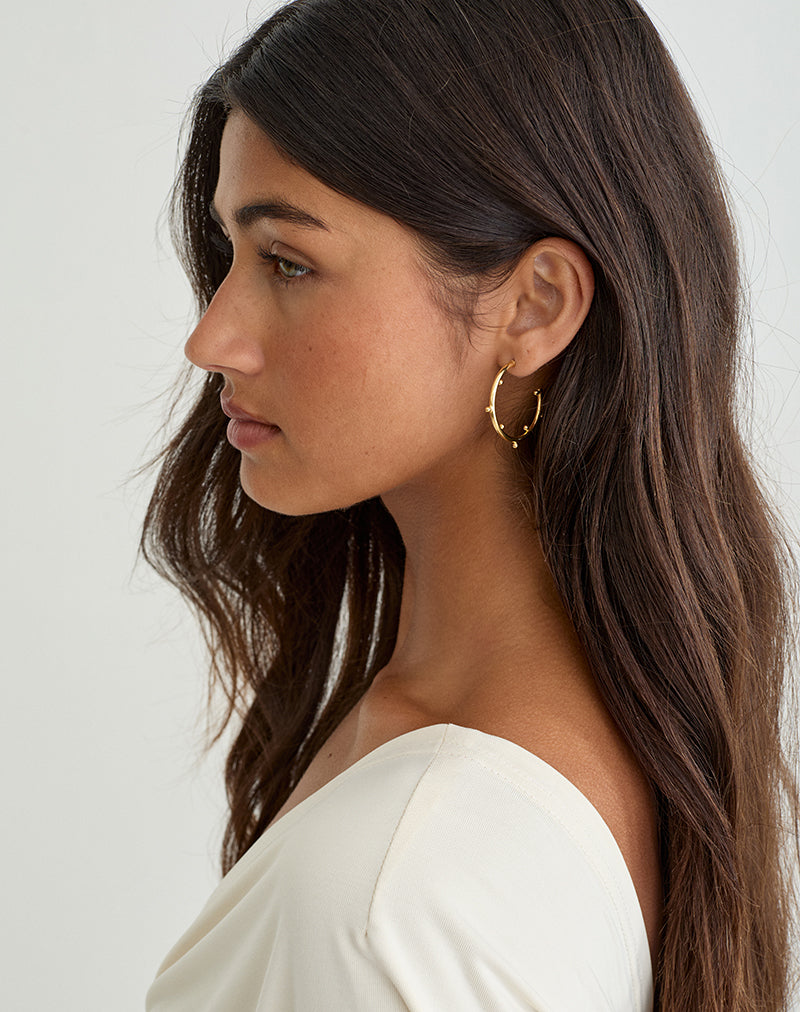 Image of Gold Plated Hoop Earring with Small Beads