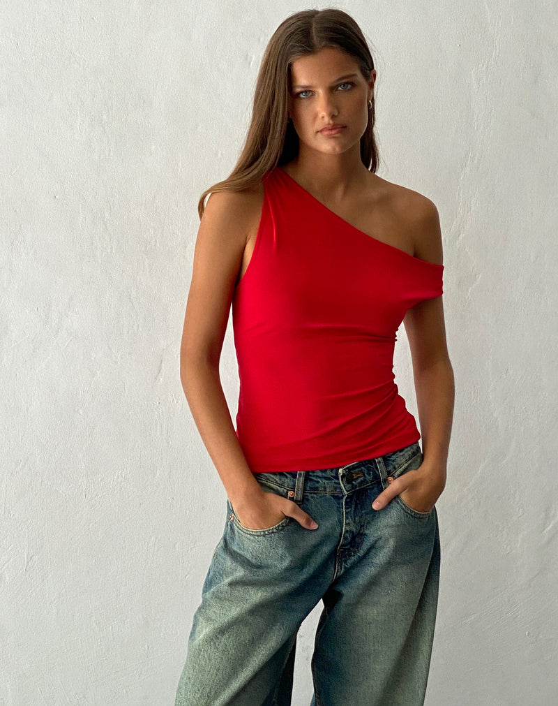Red Twist Sleeve Top | Sohan – motelrocks.com