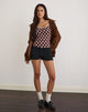 Image of Solani Top in Brown with Big Cream Polka Print