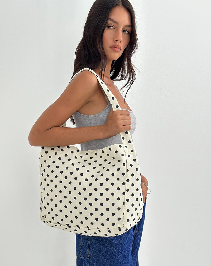 Image of Sota Polka Twill Bag in White and Black