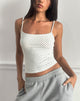 Image of Solay Cami Top in White with Black Micro Polka Print