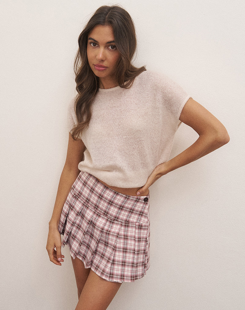 Image of Casini Mini Pleated Micro Skirt in Pink Check