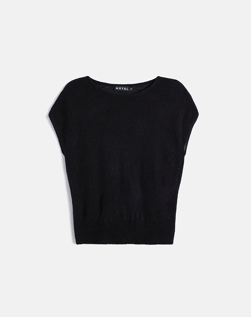 Image of Sorin Deep Waistband Top in Knit Black