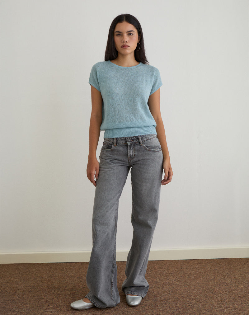Image of Sorin Deep Waistband Top in Knit Blue