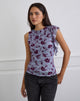 Image of Soyan Asymmetrical Top in Lotus Flock Check Lavender