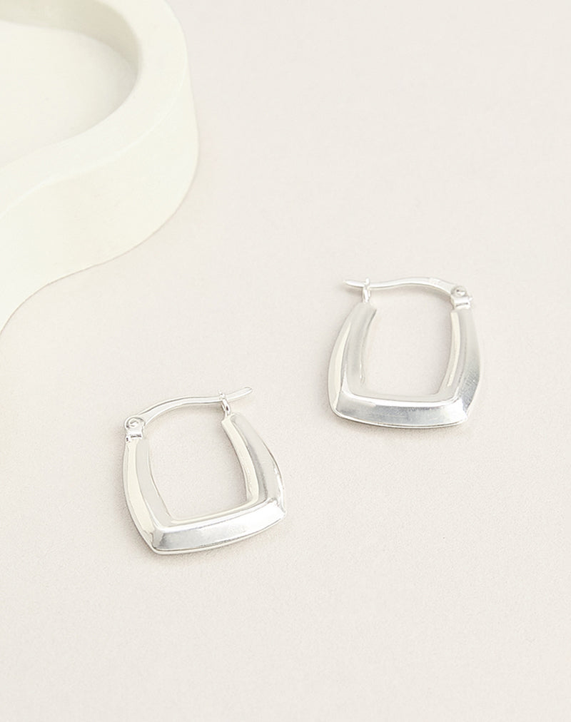 Image of Square Sterling Silver Creole Hoop Earrings