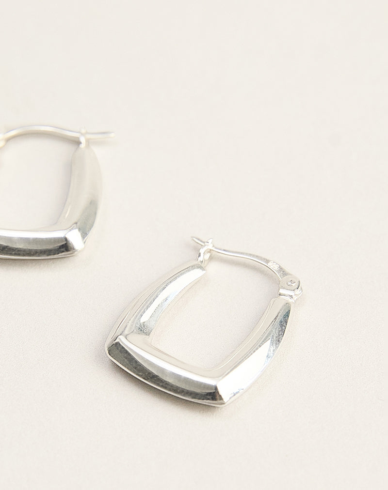 Image of Square Sterling Silver Creole Hoop Earrings