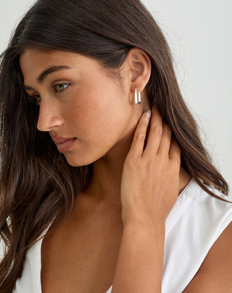 Image of Square Sterling Silver Creole Hoop Earrings