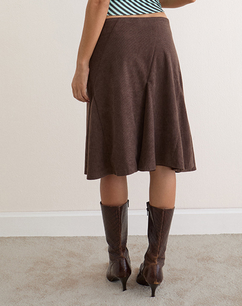 Image of Abila Midi Skirt in Corduroy Dark Brown