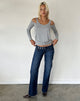 Image of Stud Low Rise Bootcut Jeans in Dark Blue Wash