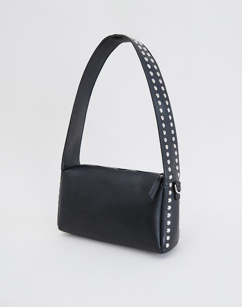 Image of Studded Shoulder Bag in Black