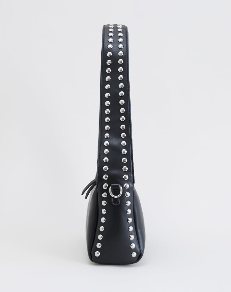 Image of Studded Shoulder Bag in Black
