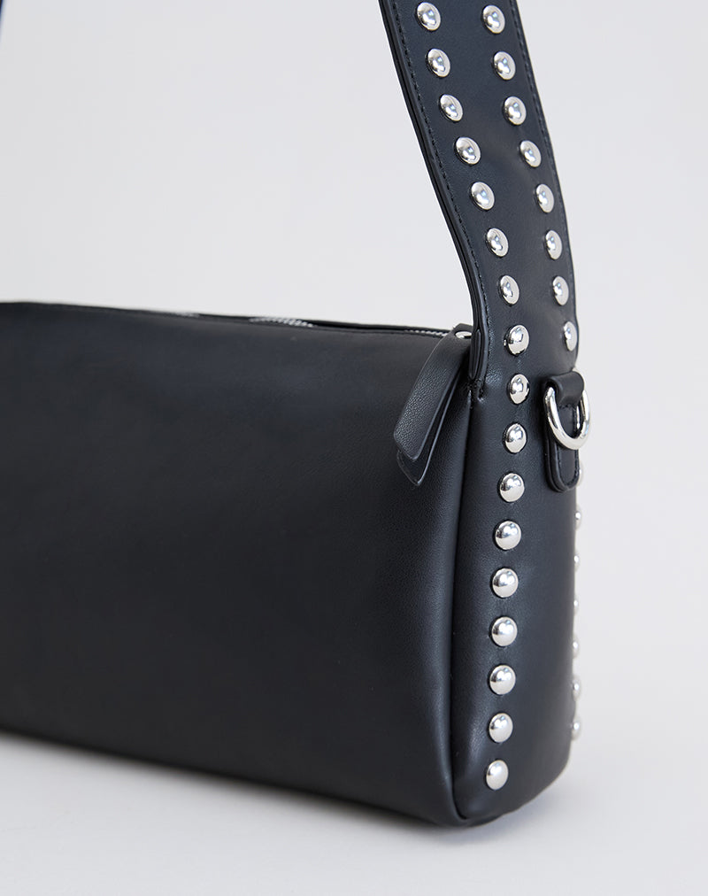 Image of Studded Shoulder Bag in Black