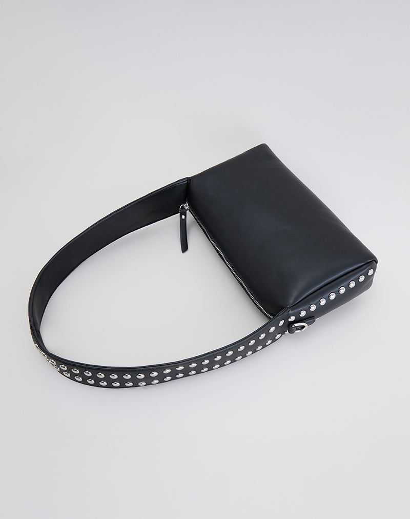 Image of Studded Shoulder Bag in Black