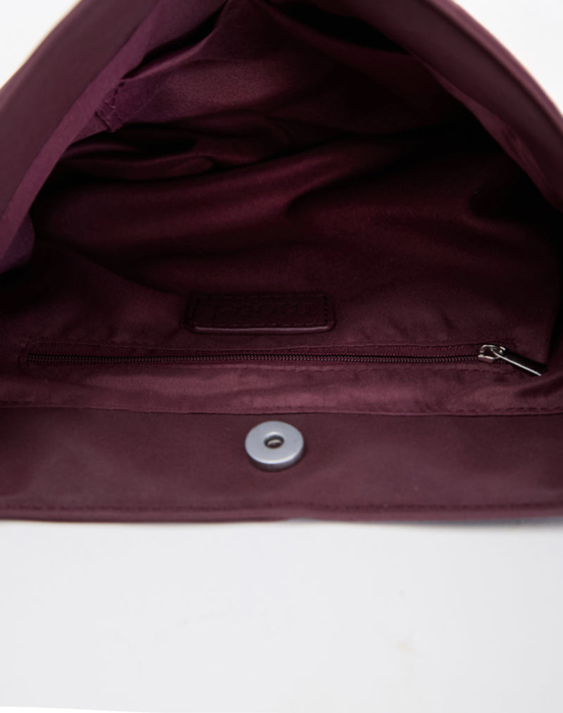 Image of Studded Slouch Bag in Burgundy