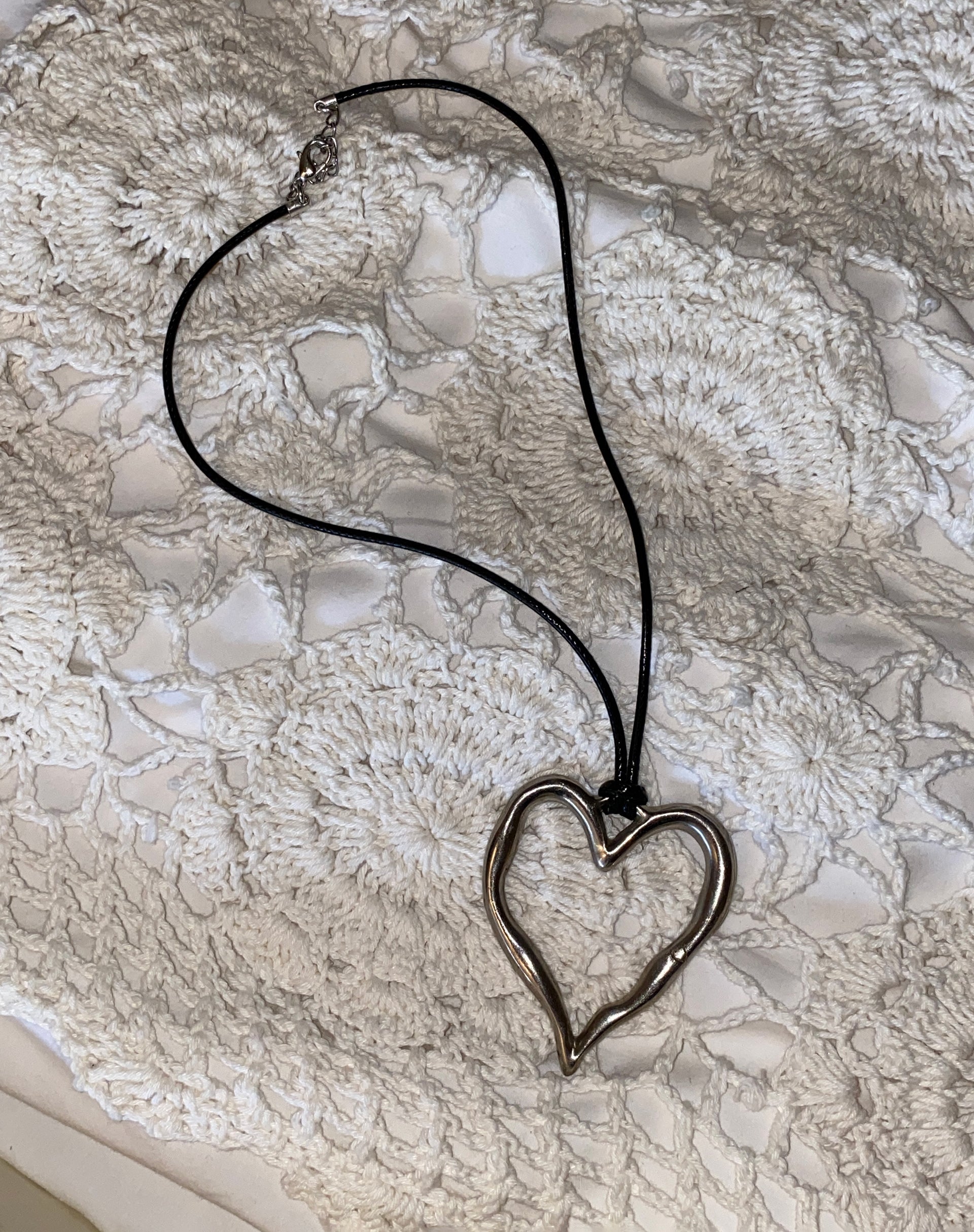Image of Suarti Rope Necklace with Silver Heart Pendant