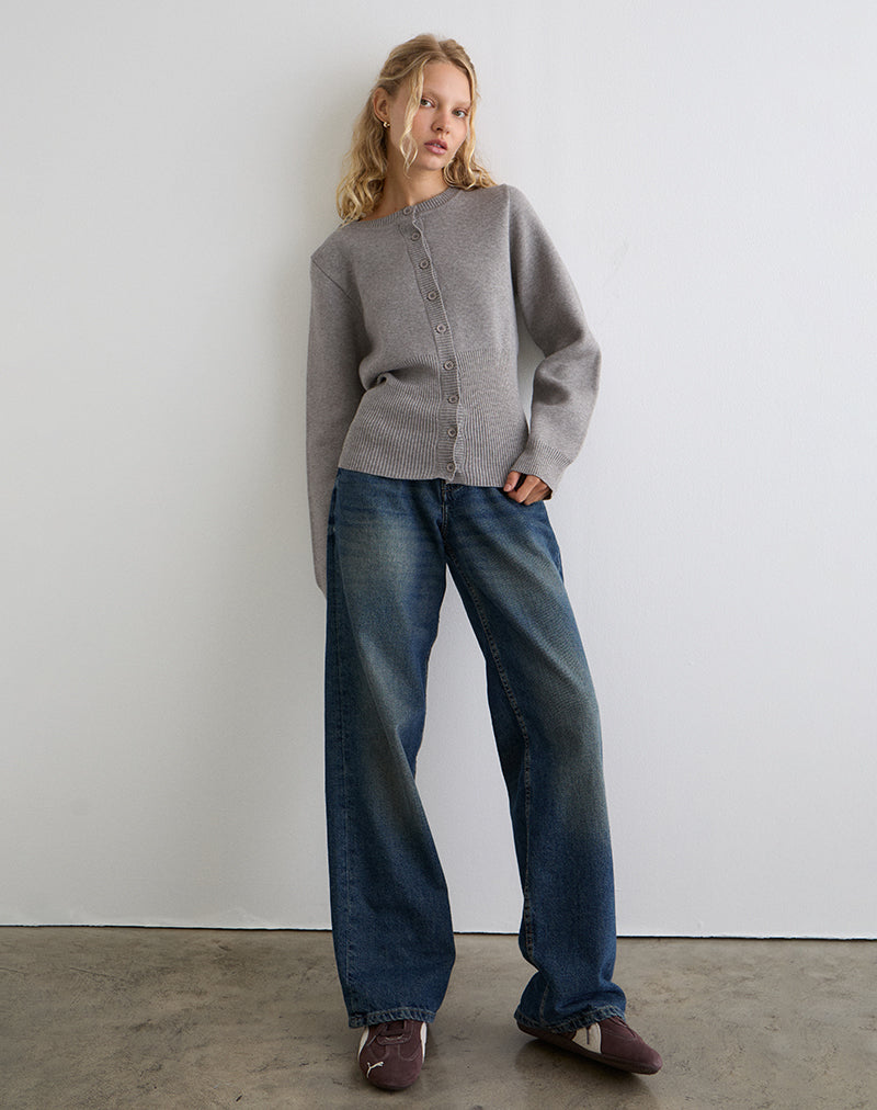 Image of Subra Long Sleeve Cardigan in Grey