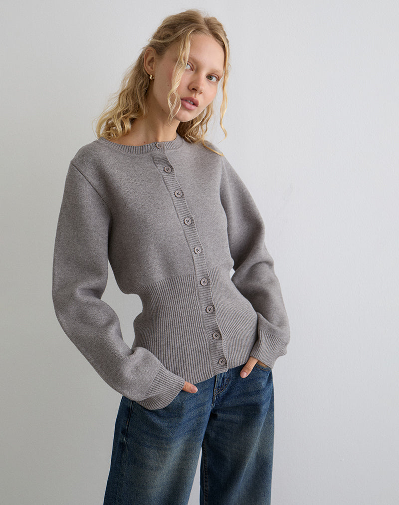 Subra Long Sleeve Cardigan in Grey
