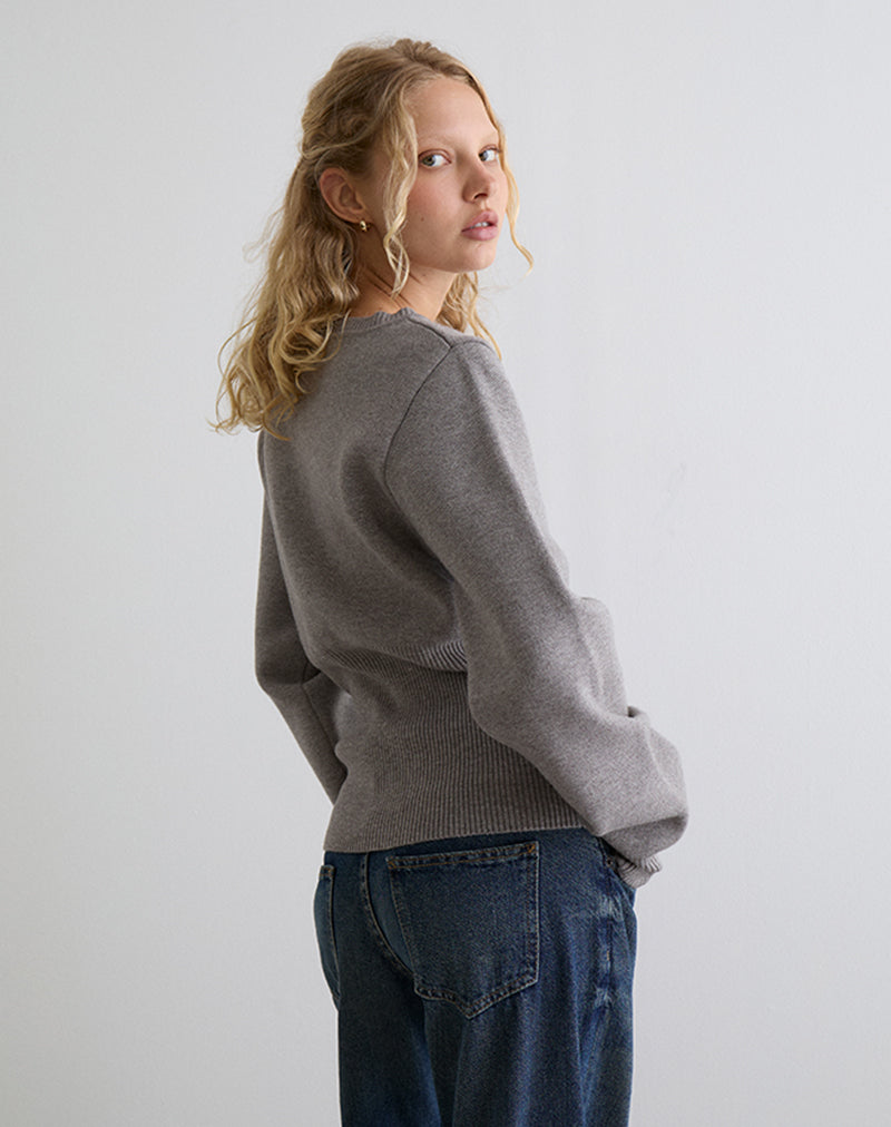 Image of Subra Long Sleeve Cardigan in Grey