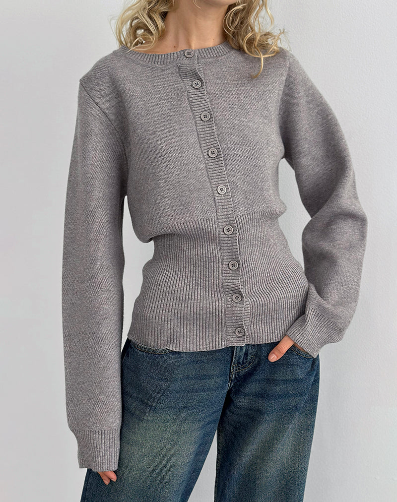 Image of Subra Long Sleeve Cardigan in Grey