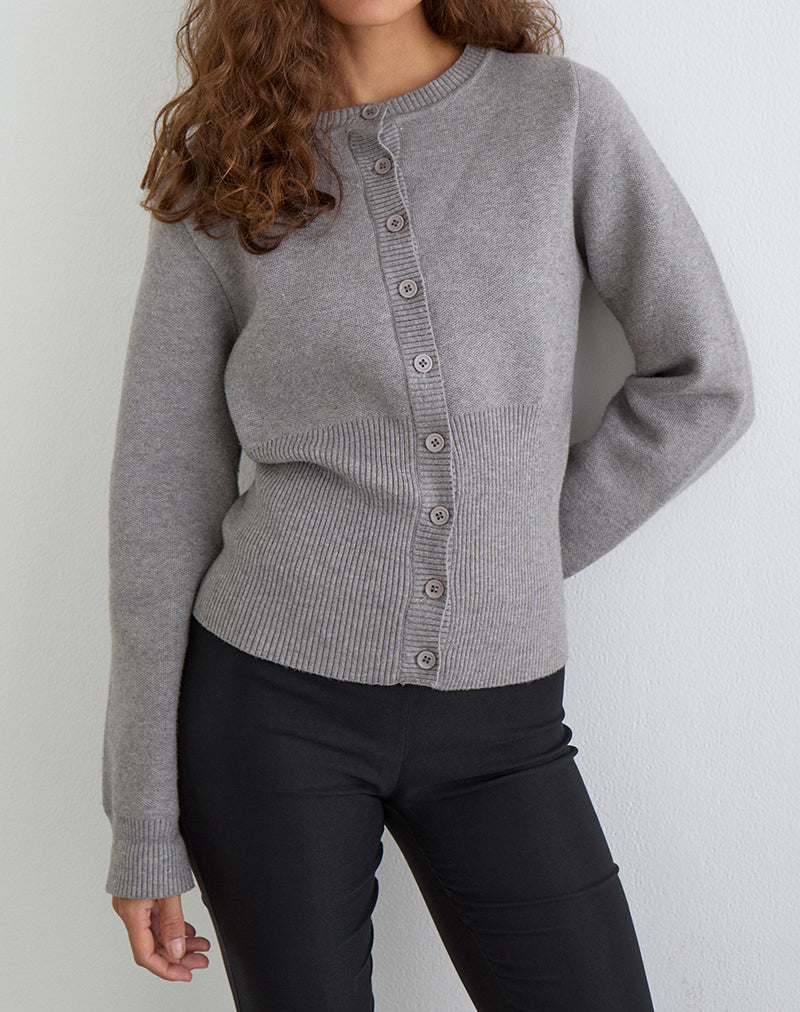 Image of Subra Long Sleeve Cardigan in Grey