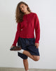 Image of Subra Long Sleeve Cardigan in Red