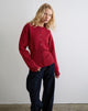 Image of Subra Long Sleeve Cardigan in Red