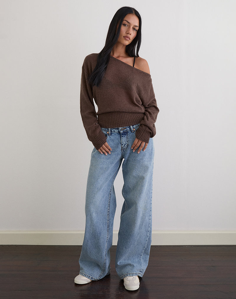 Suena Asymmetric Jumper in Knit Dark Chocolate