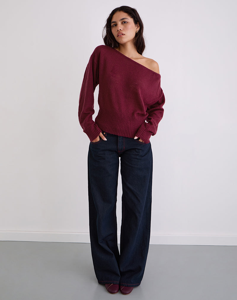 Image of Suena Asymmetric Jumper in Wine