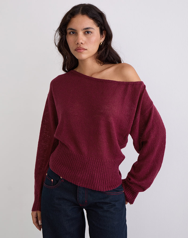 Image of Suena Asymmetric Jumper in Wine