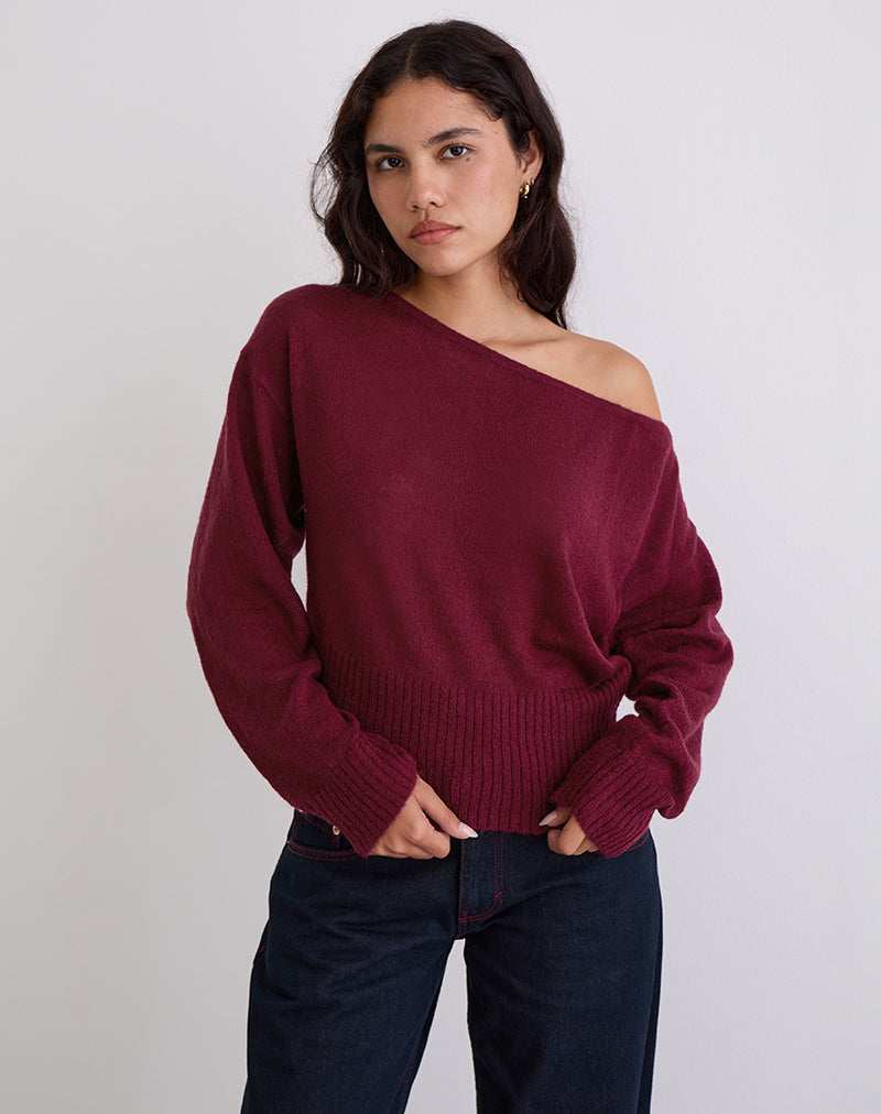 Image of Suena Asymmetric Jumper in Wine